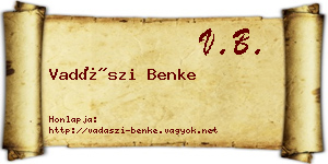 Vadászi Benke névjegykártya